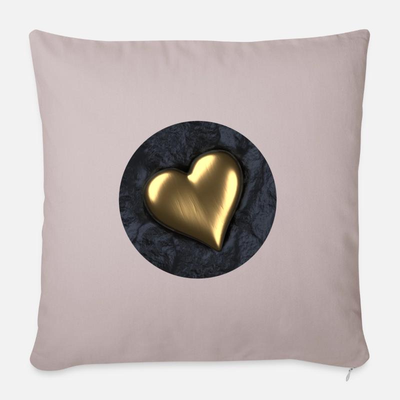 Herz aus Gold - Sofakissenbezug 45 x 45 cm - helles Taupe
