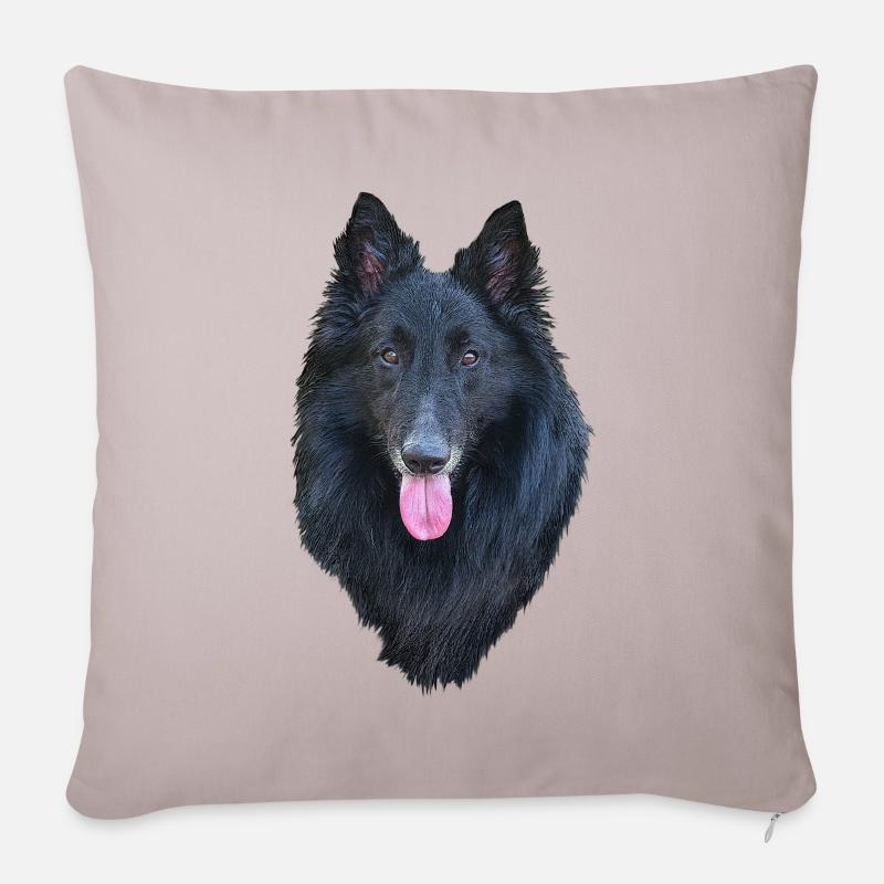 Belgischer Schäferhund Groenendael - Sofakissenbezug 45 x 45 cm - helles Taupe