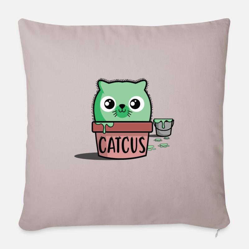 Catcus. Kawaii Katzen-T-Shirt Divertida - Sofakissenbezug 45 x 45 cm - helles Taupe