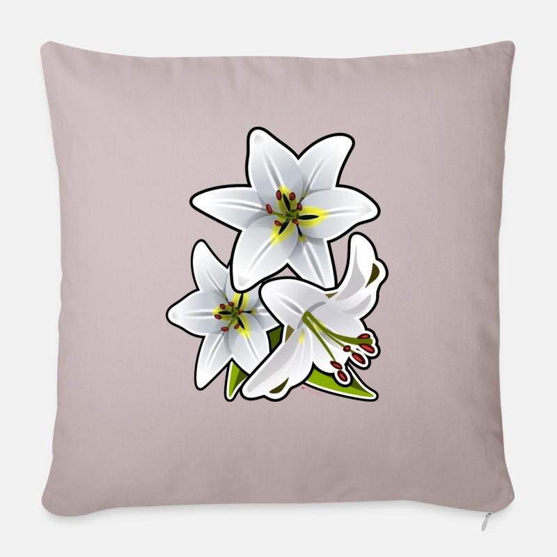 Lilien - Sofakissenbezug 45 x 45 cm - helles Taupe