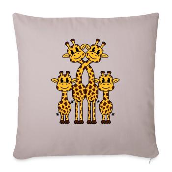 Cute giraffe family 2 children mom dad giraffe - Sofa pillowcase 17,3'' x 17,3'' (45 x 45 cm) - light taupe - Front