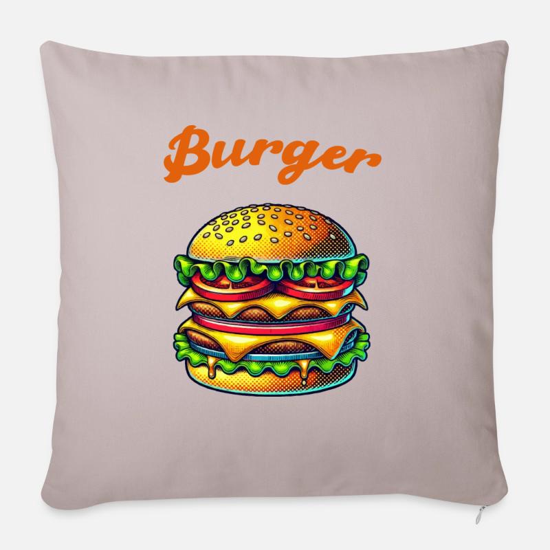 Burger Cheeseburger - Sofakissenbezug 45 x 45 cm - helles Taupe