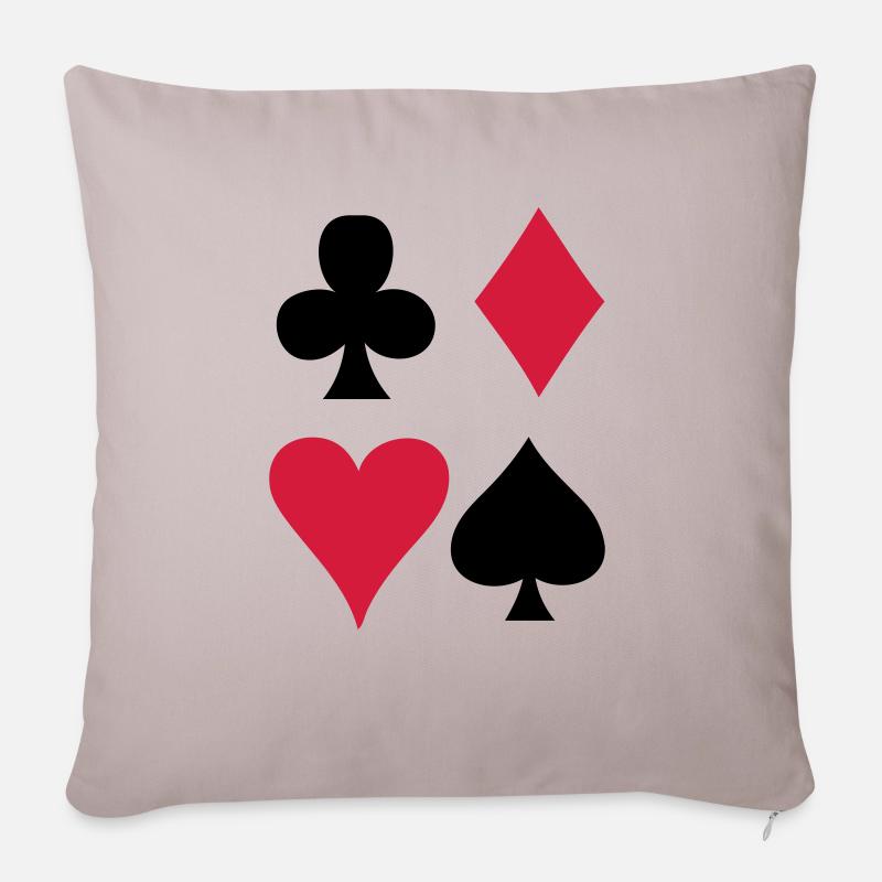 Spielkarten - Kartenspiel - Sofakissenbezug 45 x 45 cm - helles Taupe