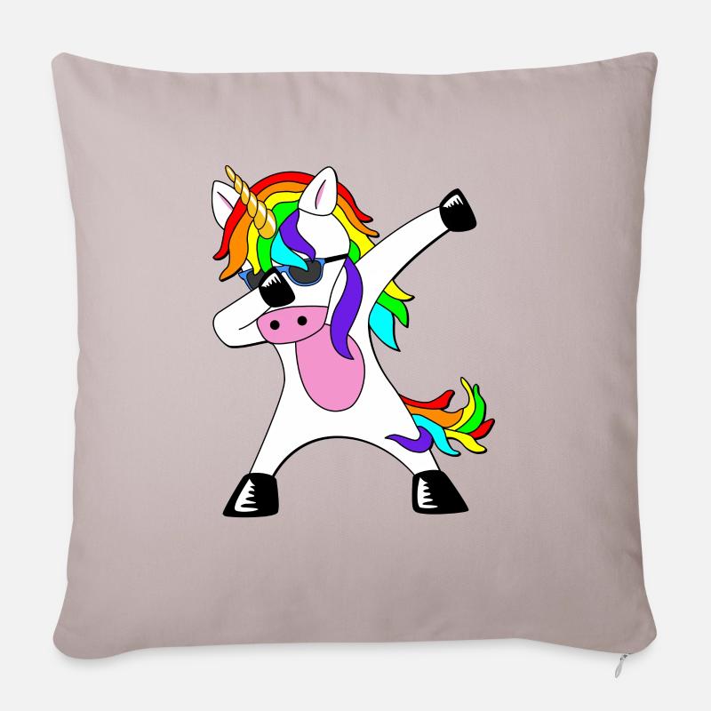 Dabbing Unicorn Dab dabbendes Einhorn - Sofakissenbezug 45 x 45 cm - helles Taupe