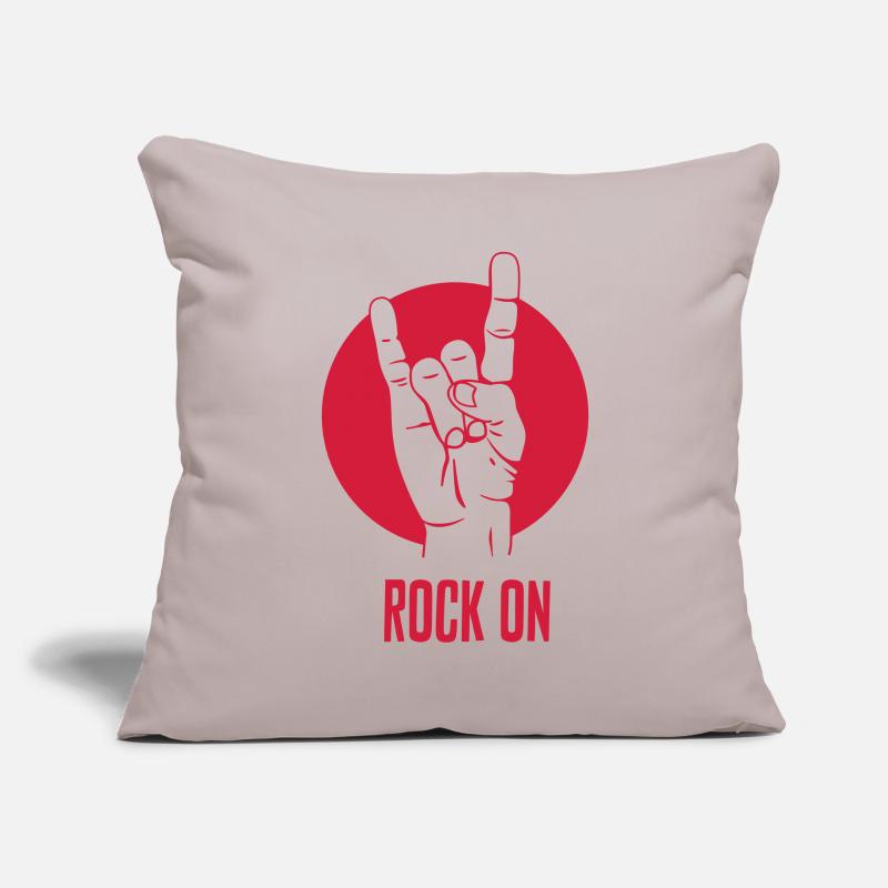 Rock On! Mano cornuta signe de la main Housse de coussin décorative 45 x 45 cm