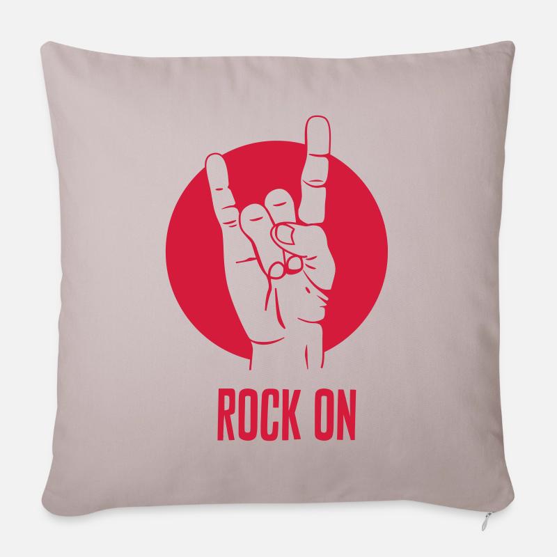 Rock On! Mano cornuta hand sign - Sofa pillowcase 17,3'' x 17,3'' (45 x 45 cm) - light taupe