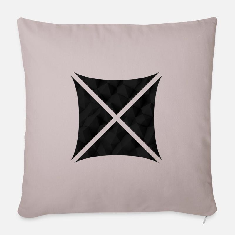 Conception polygonale abstraite noire - Housse de coussin décorative 45 x 45 cm - taupe clair