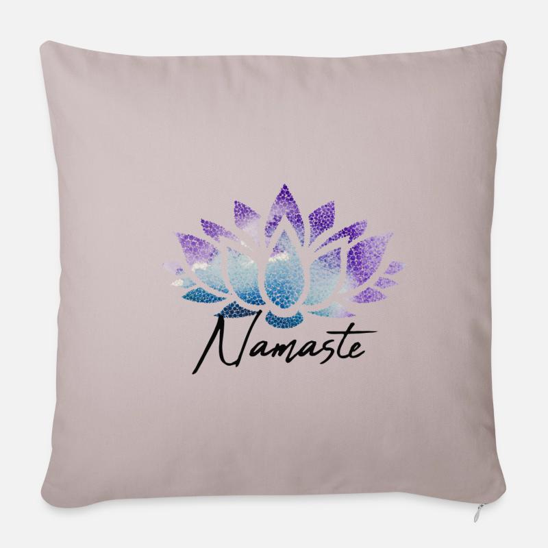 Namaste Lotusblüte bunt Muster Pattern - Sofakissenbezug 45 x 45 cm - helles Taupe