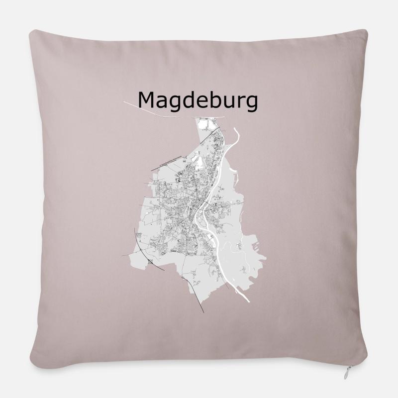 stilisierte Straßenkarte Magdeburg - Sofakissenbezug 45 x 45 cm - helles Taupe