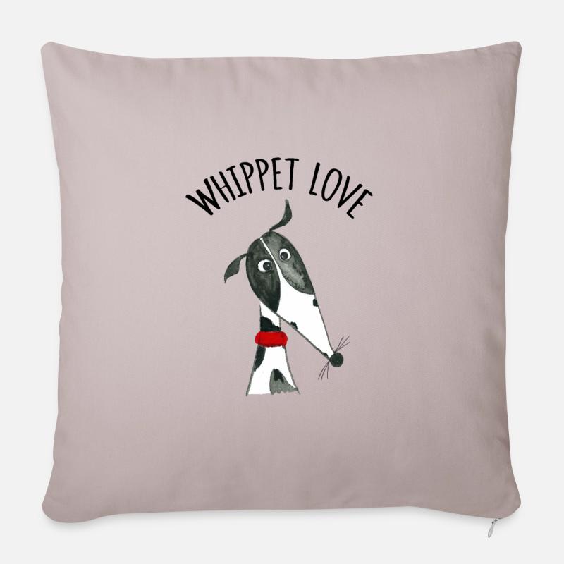 Whippet Love black and white - Sofakissenbezug 45 x 45 cm - helles Taupe