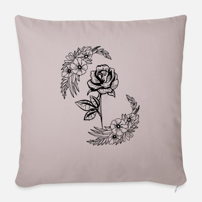Rose, Blumen - Sofakissenbezug 45 x 45 cm - helles Taupe