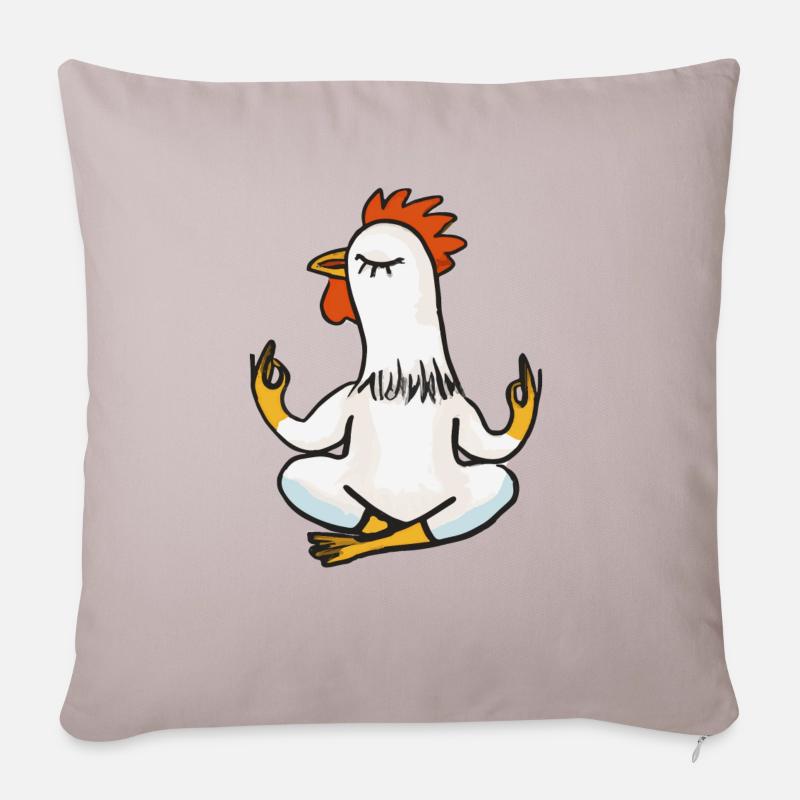 Huhn Hahn Yoga Lustig Geschenkidee - Sofakissenbezug 45 x 45 cm - helles Taupe