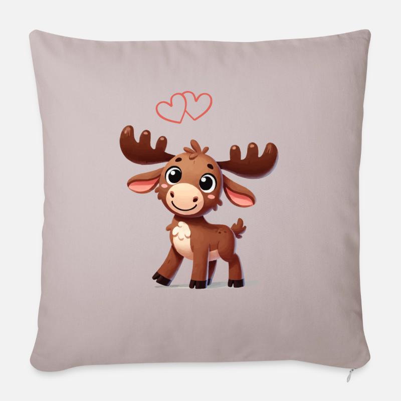 elch comic love - Sofakissenbezug 45 x 45 cm - helles Taupe
