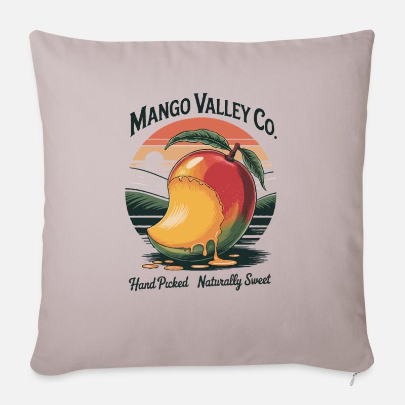 Mango Valley Retro Frucht - Sofakissenbezug 45 x 45 cm - helles Taupe