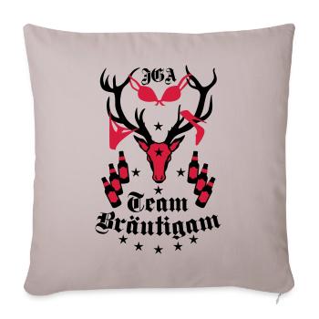 173 Hirsch JGA Team Bräutigam Bier Freunde - Sofakissenbezug 45 x 45 cm - helles Taupe - Vorne