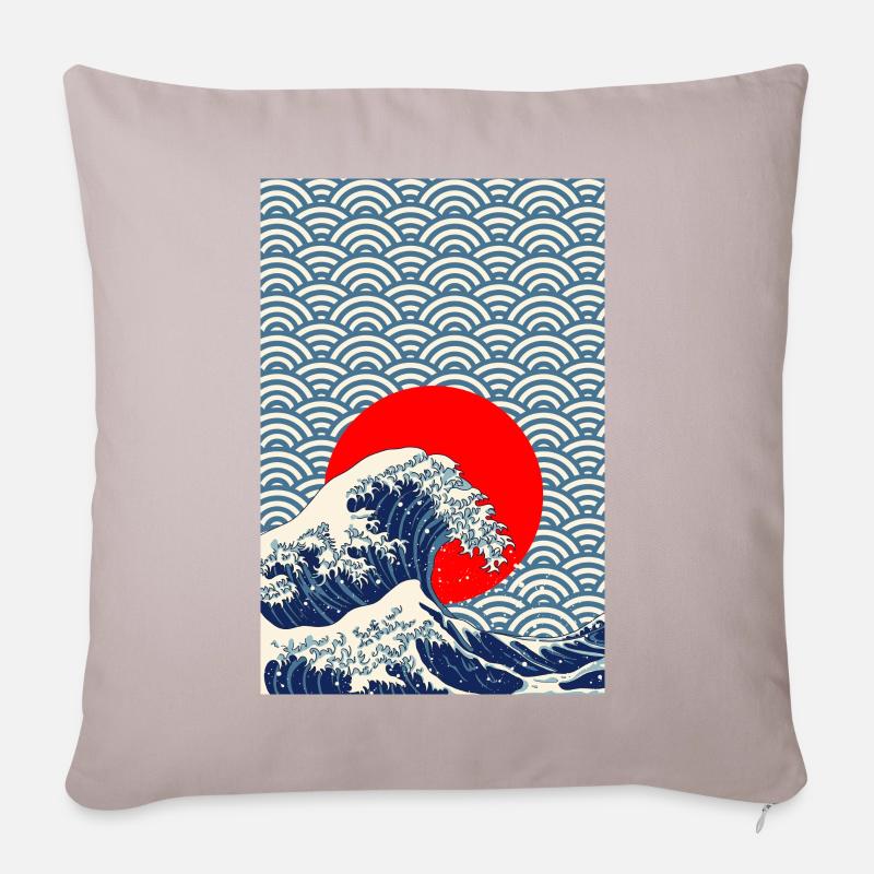 Japan retro Wave Kanagawa Stil Poster Geschenk - Sofakissenbezug 45 x 45 cm - helles Taupe