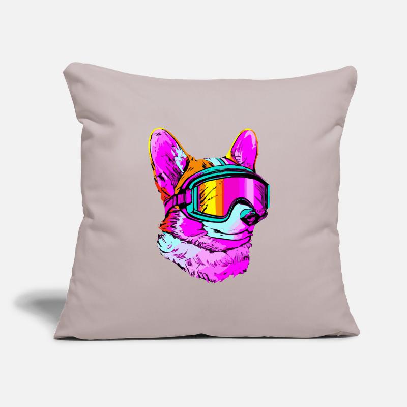 Corgi Ski Synthwave Dog Gift Pop Art Sofa pillowcase 17,3'' x 17,3'' (45 x 45 cm)