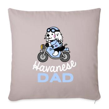 Chien Havanais Moto Chien Papa Cadeau Rétro - Housse de coussin décorative 45 x 45 cm - taupe clair - Devant