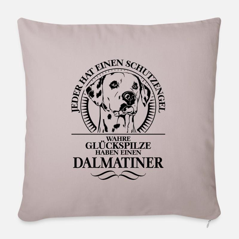 DALMATINER Schutzengel Hunde Hund Spruch Wilsigns - Sofakissenbezug 45 x 45 cm - helles Taupe