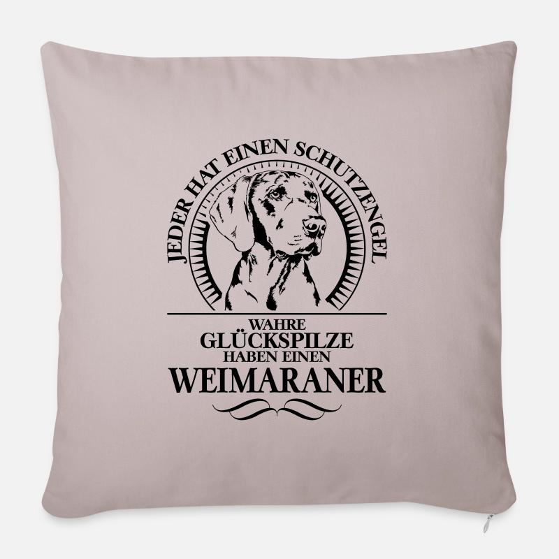 WEIMARANER Schutzengel Hundespruch Wilsigns - Sofakissenbezug 45 x 45 cm - helles Taupe