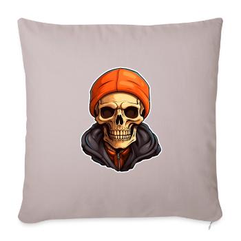Tête de mort avec bonnet Halloween - Housse de coussin décorative 45 x 45 cm - taupe clair - Devant