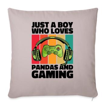 Gamer and Pandas: Video Games and Sweet Adventure - Sofa pillowcase 17,3'' x 17,3'' (45 x 45 cm) - light taupe - Front