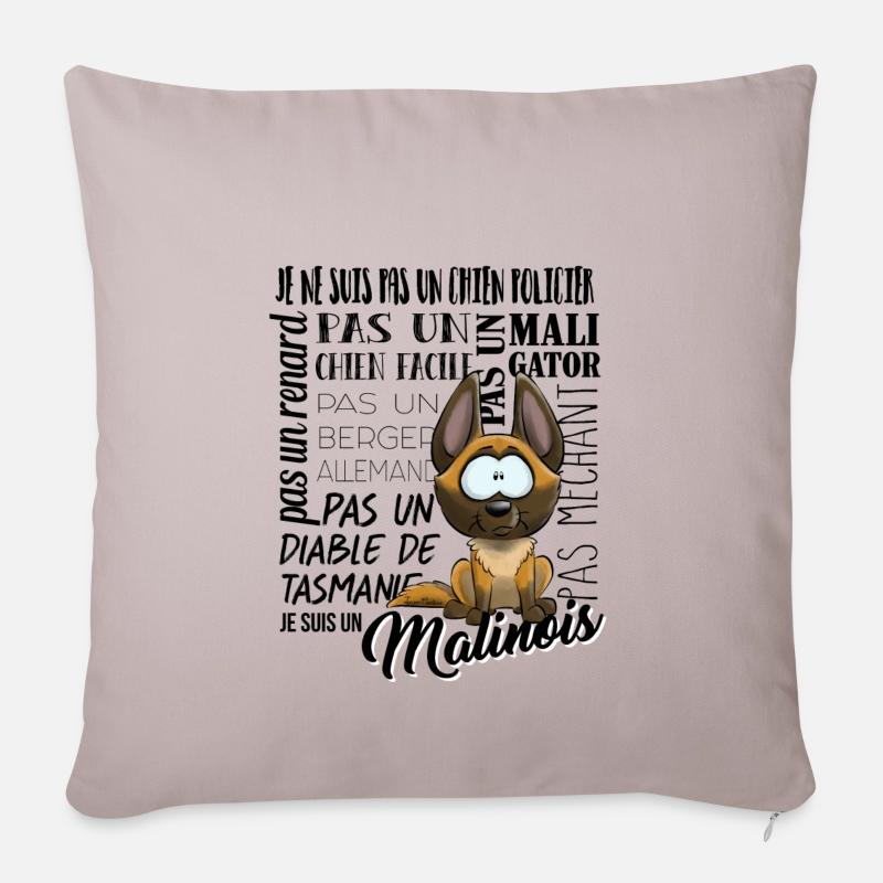 Je suis Malinois - noir FR - Housse de coussin décorative 45 x 45 cm - taupe clair