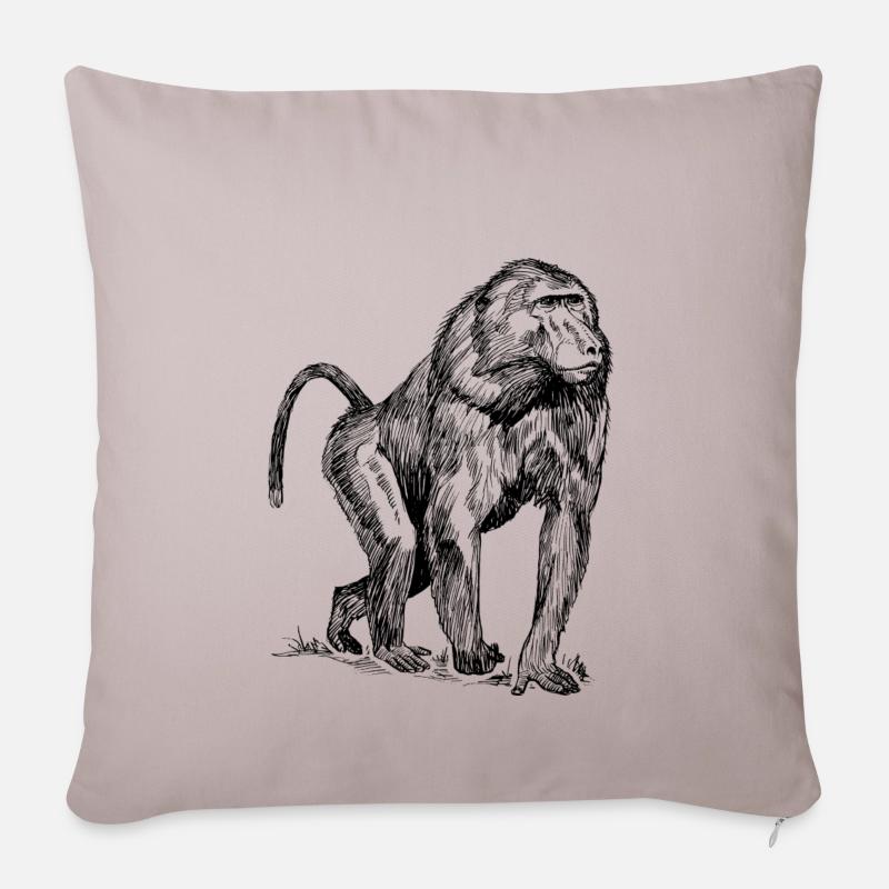 Affe Pavian - Sofakissenbezug 45 x 45 cm - helles Taupe