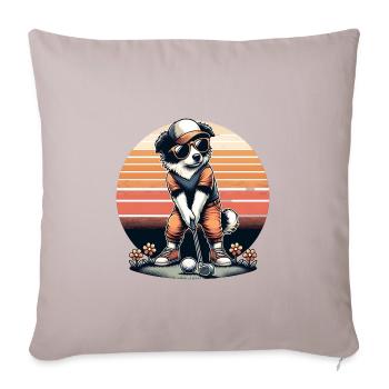 Design de golf Funny Border Collie pour les golfeurs - Housse de coussin décorative 45 x 45 cm - taupe clair - Devant
