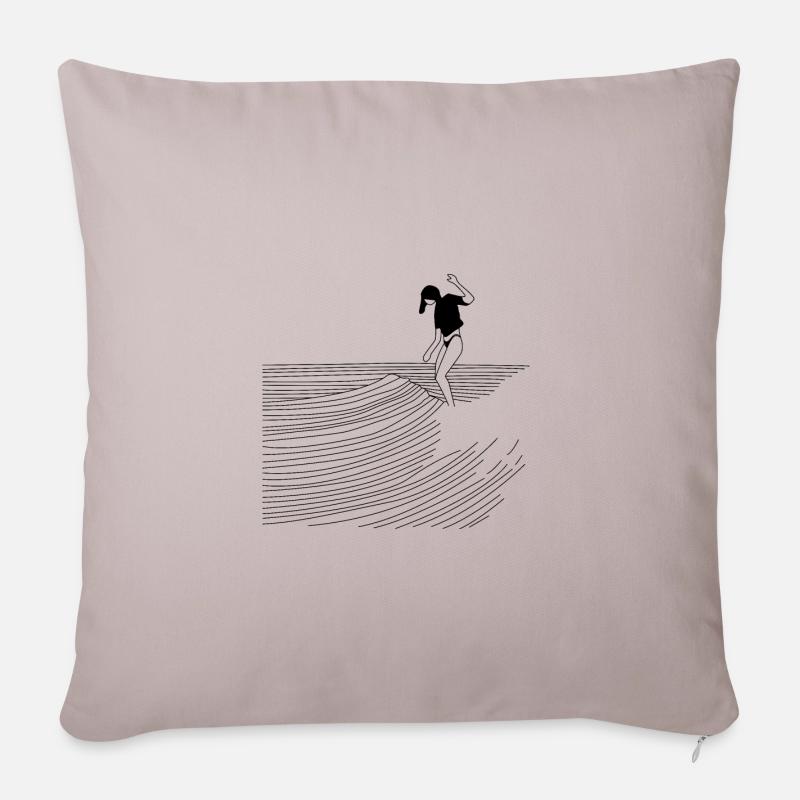 Surfen (Wellenreiten) - Sofakissenbezug 45 x 45 cm - helles Taupe