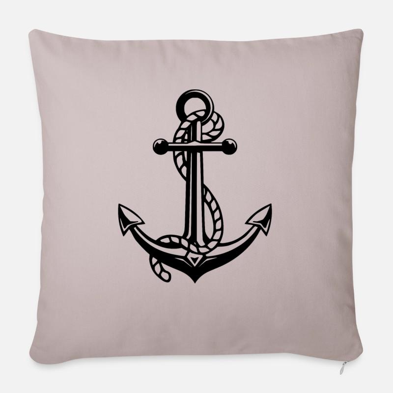 Ancre avec corde - Housse de coussin décorative 45 x 45 cm - taupe clair
