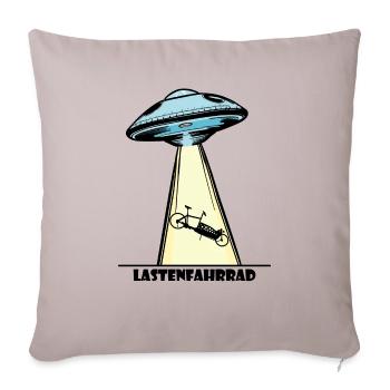 Ufo, Lastenfahrrad, Lastenrad, Cargobike, Aliens - Sofakissenbezug 45 x 45 cm - helles Taupe - Vorne