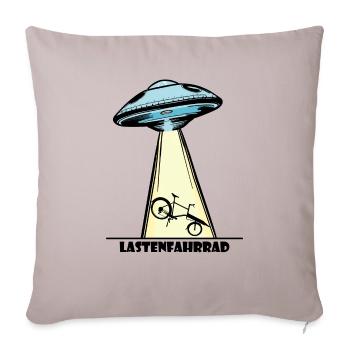 Ufo, Lastenfahrrad, Lastenrad, Cargobike, Alien - Sofakissenbezug 45 x 45 cm - helles Taupe - Vorne