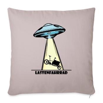 Ufo, Lastenfahrrad, Lastenrad, Cargobike, Aliens - Sofakissenbezug 45 x 45 cm - helles Taupe - Vorne