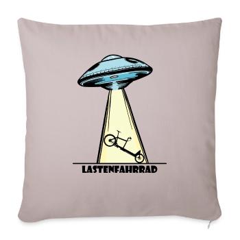 Ufo, Lastenfahrrad, Lastenrad, Cargobike, Aliens - Sofakissenbezug 45 x 45 cm - helles Taupe - Vorne