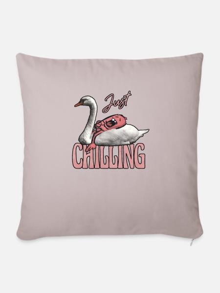 just chilling Monster auf Schwan - Sofakissenbezug 45 x 45 cm - helles Taupe