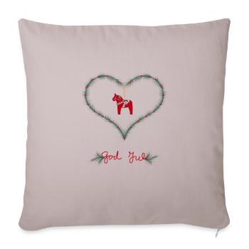 red/green Christmas heart with Dala horse - Sofa pillowcase 17,3'' x 17,3'' (45 x 45 cm) - light taupe - Front