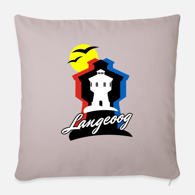 Langeoog Style mit Wasserturm - Sofakissenbezug 45 x 45 cm - helles Taupe
