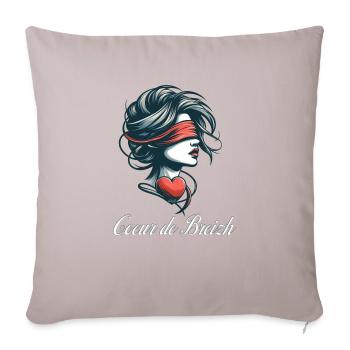 bretonne coeur de breizh blanc - Housse de coussin décorative 45 x 45 cm - taupe clair - Devant