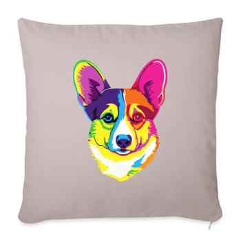 Rainbow Corgi Popart Chien Gallois - Housse de coussin décorative 45 x 45 cm - taupe clair - Devant