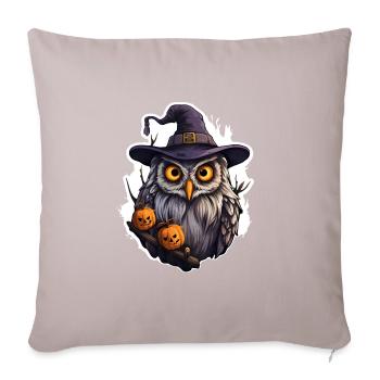 Halloween Eule - Sofakissenbezug 45 x 45 cm - helles Taupe - Vorne