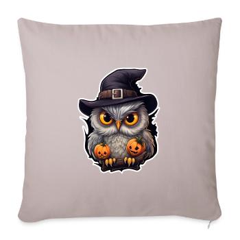 Halloween Eule - Sofakissenbezug 45 x 45 cm - helles Taupe - Vorne
