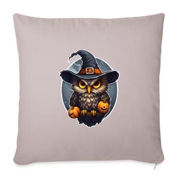 Halloween Eule - Sofakissenbezug 45 x 45 cm - helles Taupe - Vorne