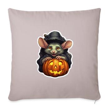 Halloween Rat with Witch Hat and Pumpkin - Sofa pillowcase 17,3'' x 17,3'' (45 x 45 cm) - light taupe - Front