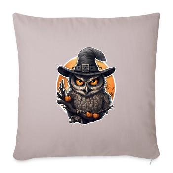 Halloween Eule - Sofakissenbezug 45 x 45 cm - helles Taupe - Vorne