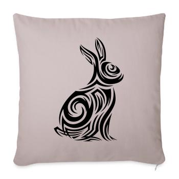 Tatouage tribal de lapin - Housse de coussin décorative 45 x 45 cm - taupe clair - Devant