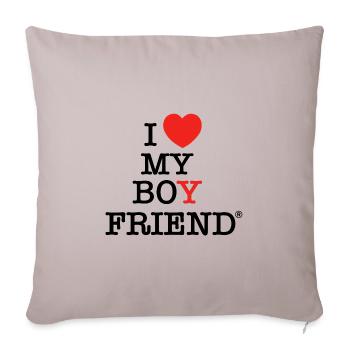 I Love My Boyfriend - Housse de coussin décorative 45 x 45 cm - taupe clair - Devant