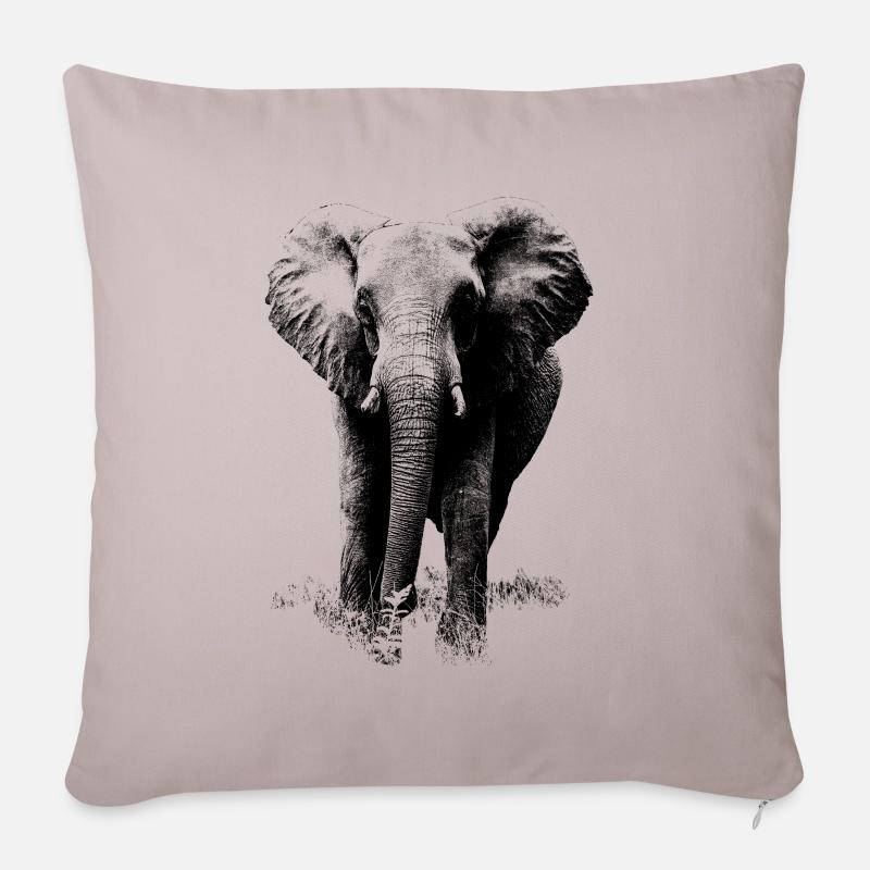 Afrikanischer Elefant - Sofakissenbezug 45 x 45 cm - helles Taupe