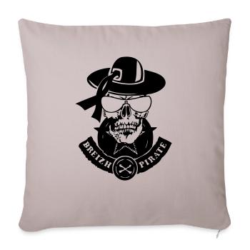 tete de mort renegade breizh pirate - Housse de coussin décorative 45 x 45 cm - taupe clair - Devant
