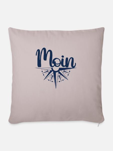 "MOIN Seemann" - handgeschriebenes Design - Sofakissenbezug 45 x 45 cm - helles Taupe